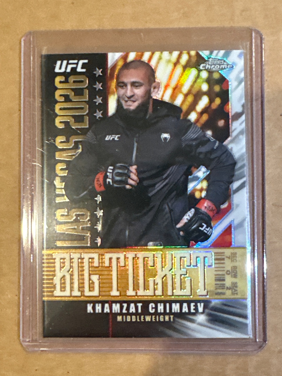 Topps 2026 Chrome UFC Big Ticket Insert Khamzat Chimaev BT-15 — 2026 Topps Chrome UFC · Khamzat Chimaev · Big Ticket · raw