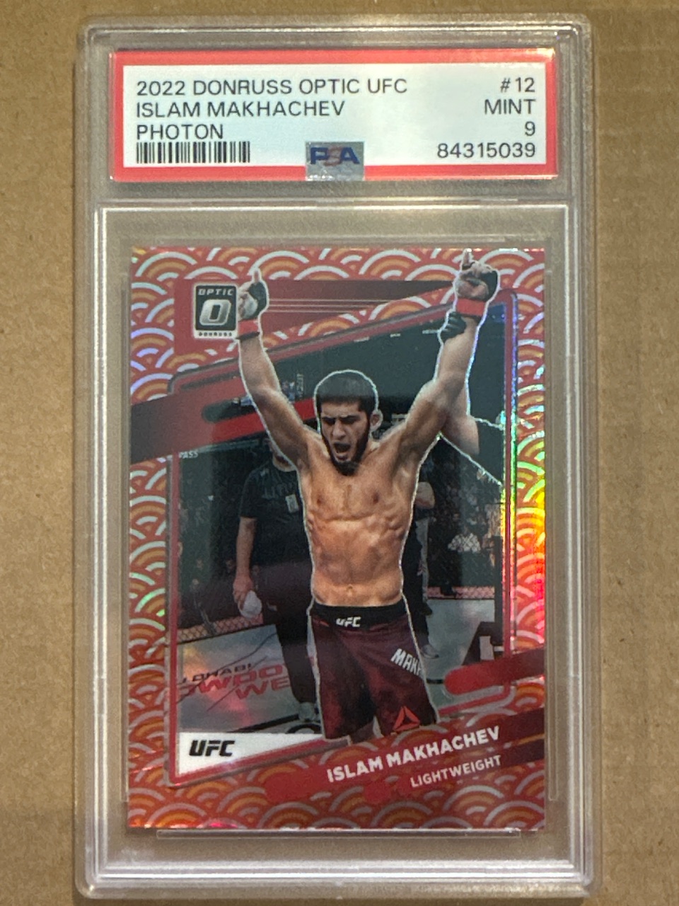 Islam Makhachev 2022 Donruss Optic UFC Photon Prizm #12 — 2022 · 2022 Donruss Optic UFC · Islam Makhachev · Photon · PSA 9