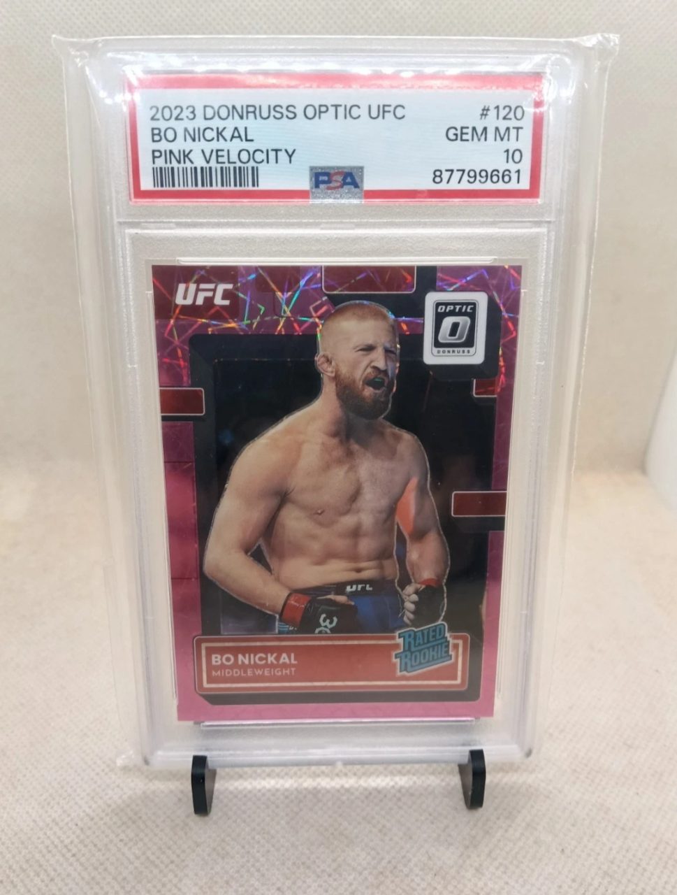 Bo Nickal 2023 Donruss Optic UFC Pink Velocity #120 — 2023 · 2023 Donruss Optic UFC · Bo Nickal · Pink Velocity · PSA 10