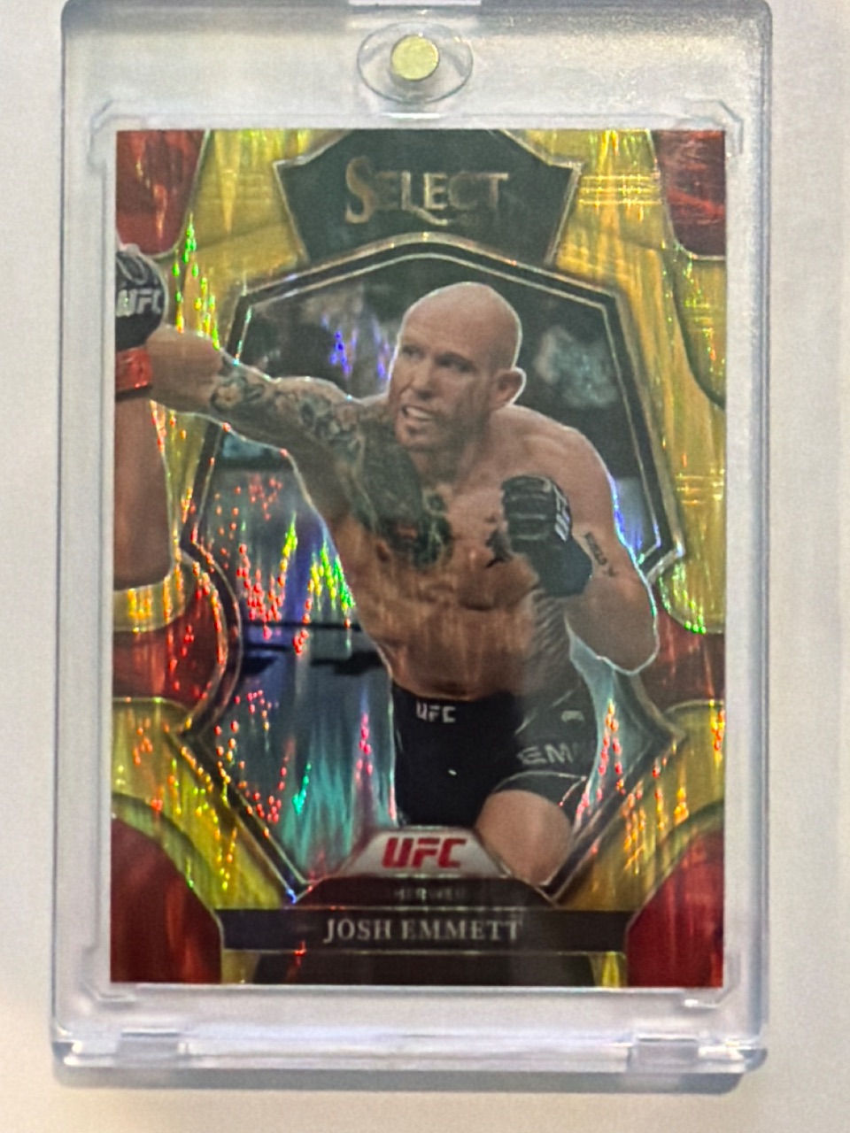 Josh Emmett 2023 Panini Select UFC Premier Level Gold Prizm 7/10 #174 — 2023 · 2023 Panini Select UFC · Josh Emmett · Premier Level Gold Prizm · raw