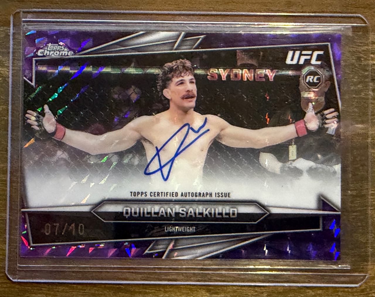 QUILLAN SALKILLD RC 2026 Topps Chrome UFC Purple Geometric Refractor Autograph /10 BAV-QS — 2026 · 2026 Topps Chrome UFC · Quillan Salkilld · Purple Geometric Refractor · autograph · raw