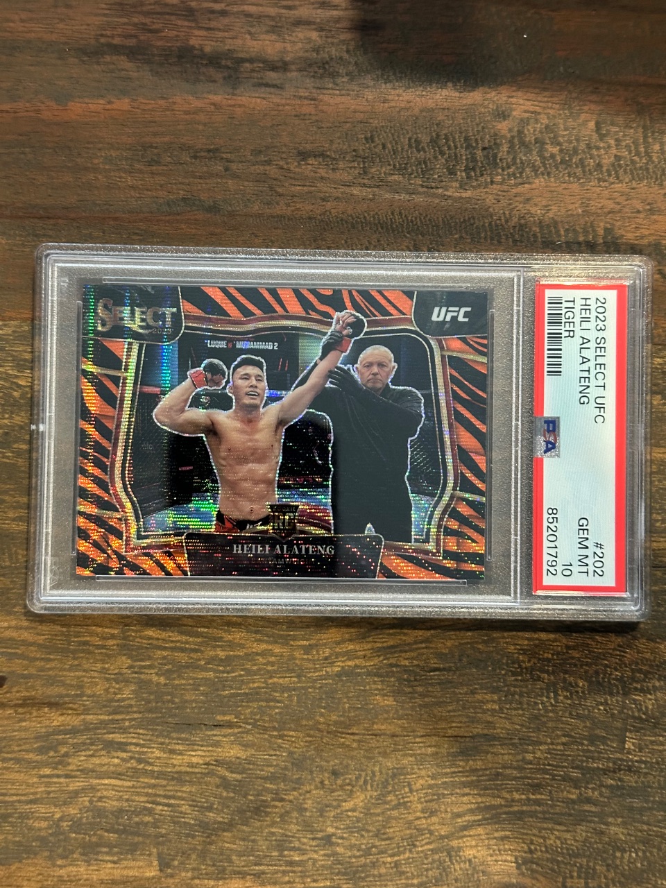 HEILI ALATENG 2023 Panini Select UFC Octagonside Tiger #202 — 2023 · 2023 Panini Select UFC · Heili Alateng · Octagonside Tiger · PSA 10