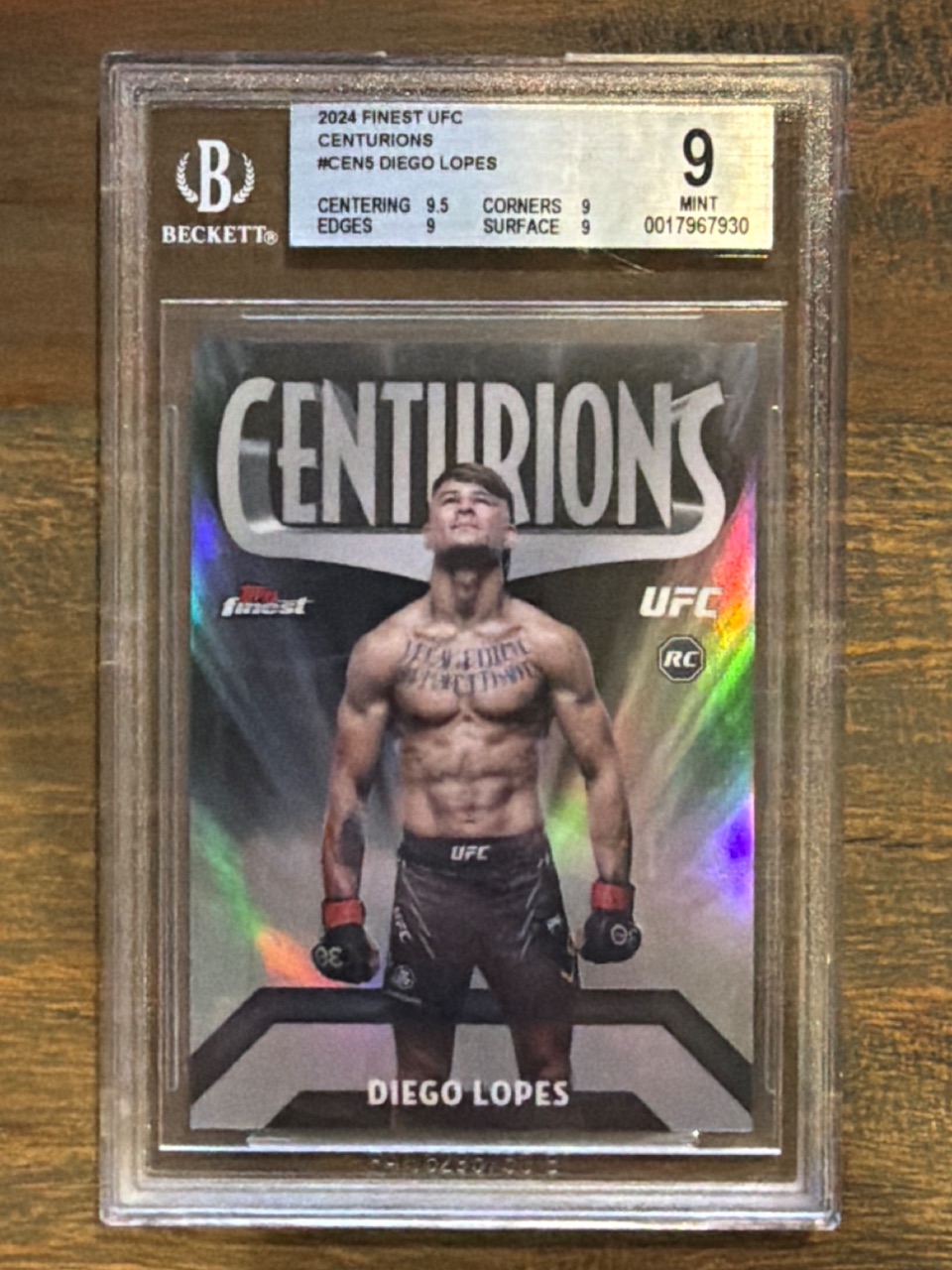 Diego Lopes 2024 Finest UFC Centurions Refractor #CEN-5 — 2024 · 2024 Finest UFC · Diego Lopes · Centurions Refractor · BGS 9