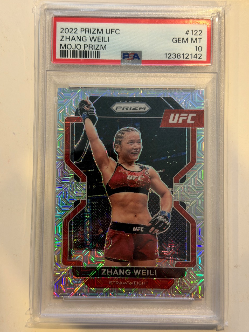 Zhang Weili 2022 Panini Prizm UFC Mojo Prizm /25 #122 — 2022 · 2022 Panini Prizm UFC · Zhang Weili · Mojo Prizm · PSA 10