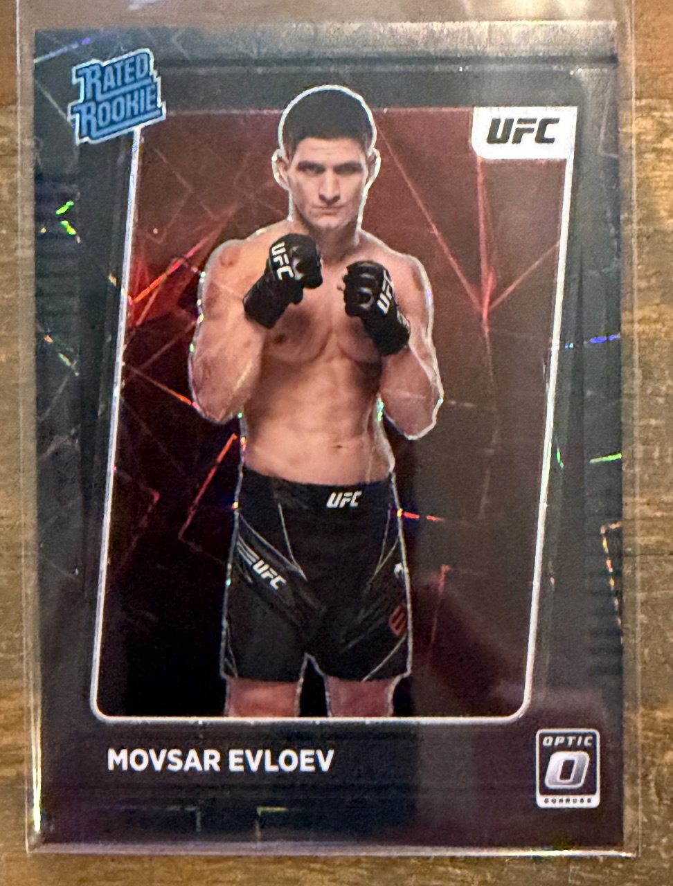Movsar Evloev 2022 Donruss Optic UFC Rated Rookie Black Velocity Prizm /39 #112 — 2022 · 2022 Donruss Optic UFC · Movsar Evloev · Rated Rookie Black Velocity Prizm · raw