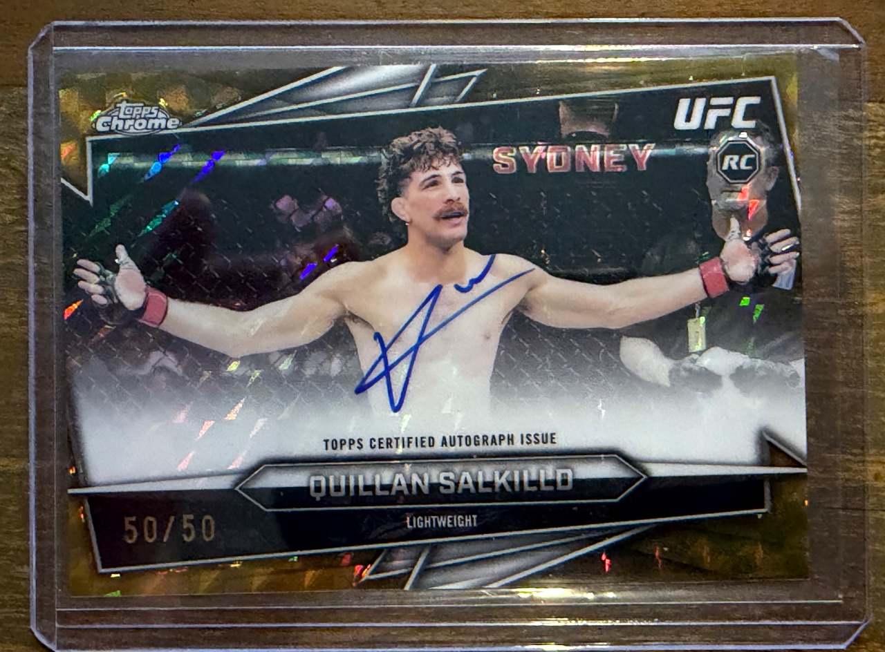 QUILLAN SALKILLD RC 2026 Topps Chrome UFC Gold Geometric Auto Refractor /50 #BAV-QS — 2026 · 2026 Topps Chrome UFC · Quillan Salkilld · Gold Geometric Refractor Auto · autograph · raw