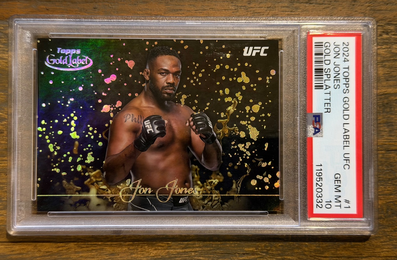 Jon Jones 2024 Topps Gold Label UFC Gold Splatter PSA 10  #GSP-1 — 2024 · 2024 Topps Gold Label UFC · Jon Jones · Gold Splatter · PSA 10
