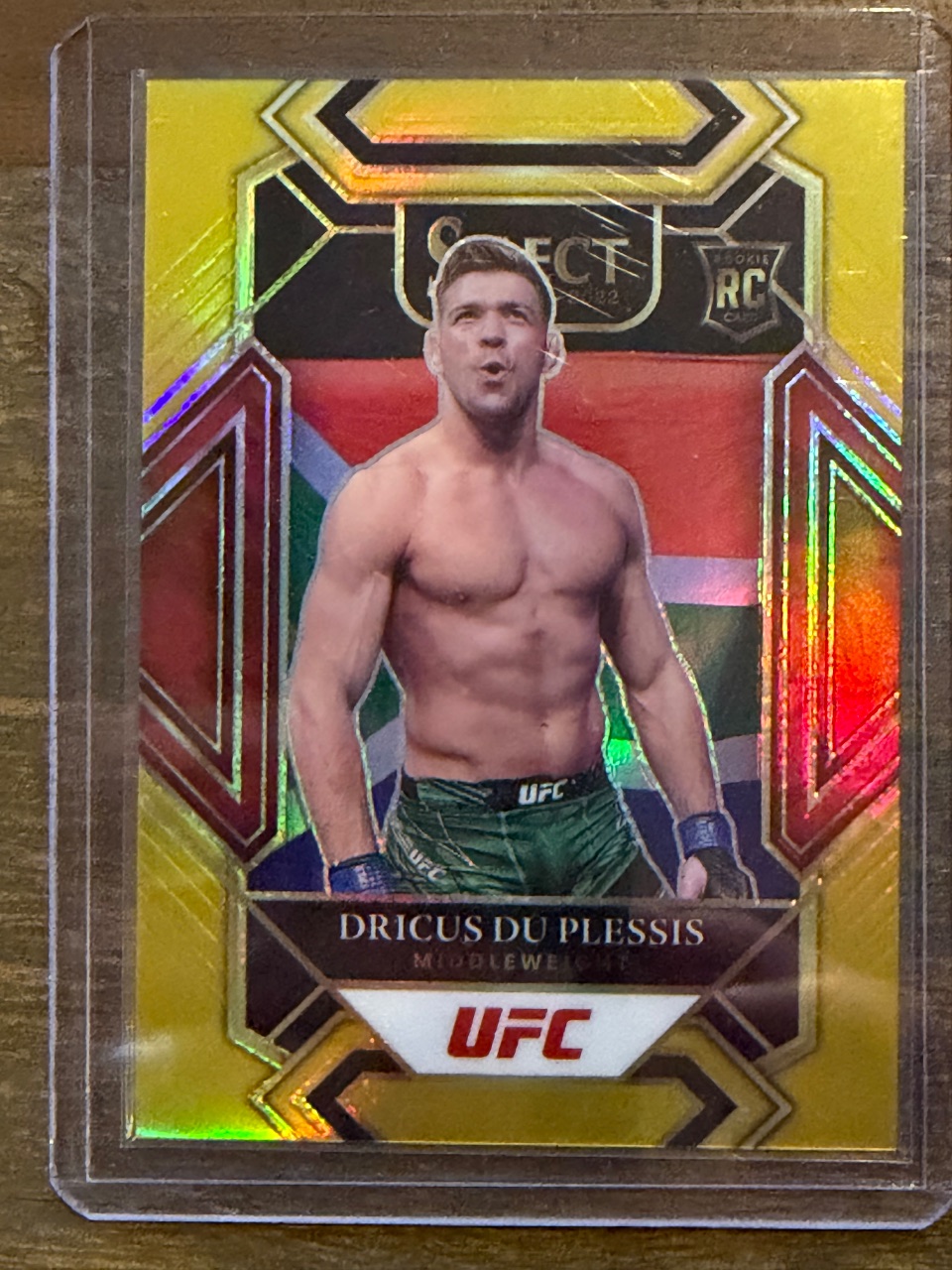 Dricus du  RC 2022 Panini Select UFC Mezzanine Gold Prizm #317 — 2022 · 2022 Panini Select UFC · Dricus du Plessis · Mezzanine Gold Prizm · raw