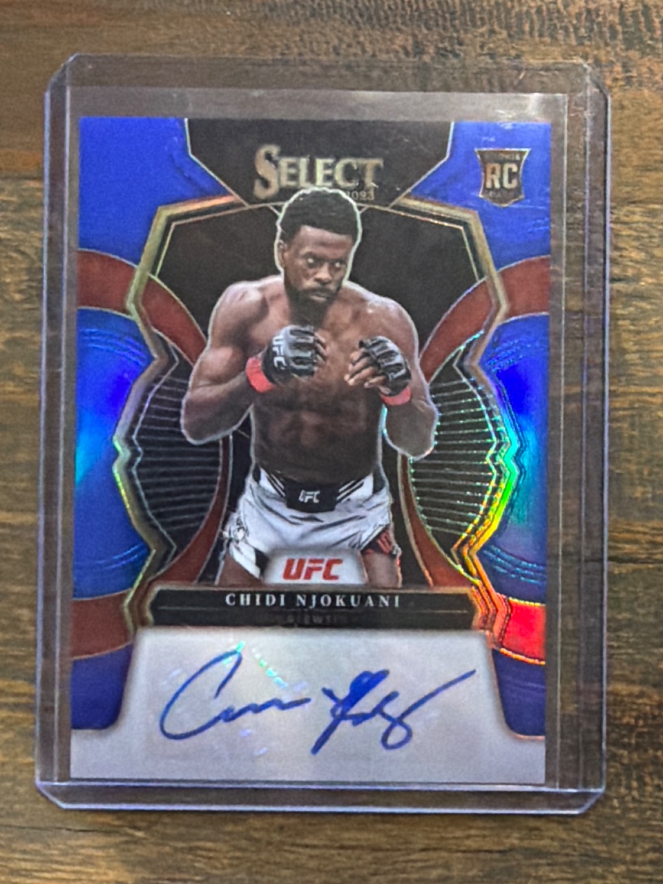 2023 Panini Select UFC Chidi Njokuani Rookie Signatures Blue Prizms /75 RC — 2024 Panini Select · Chidi Njokuani · autograph · raw